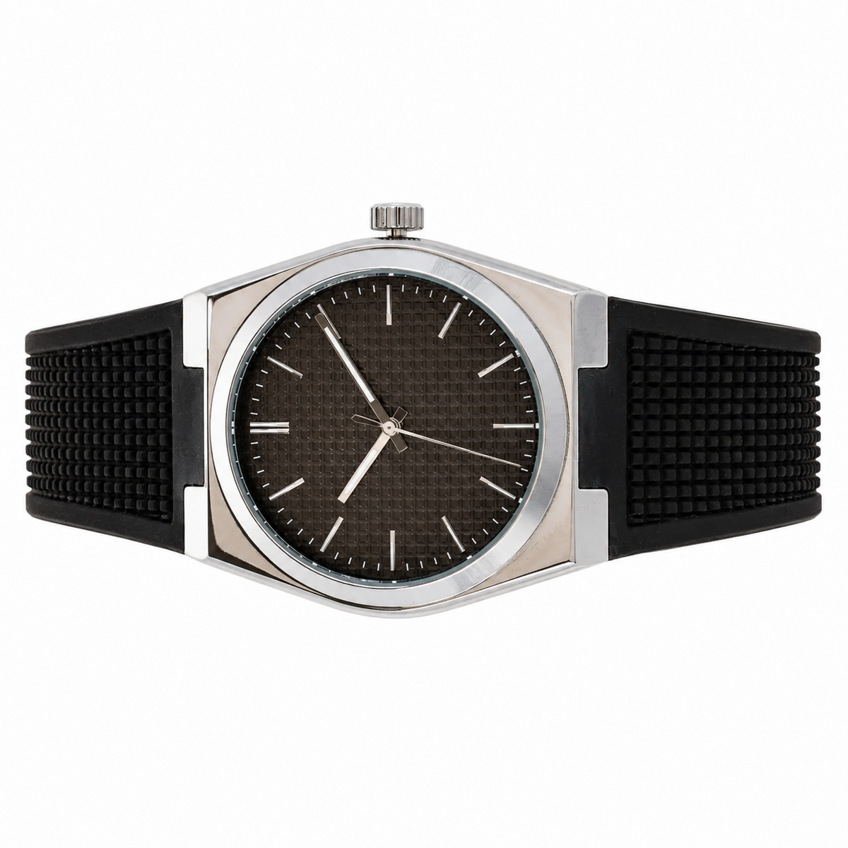 Urban Edge Black Silicone Strap Quartz Analog Watch for Men