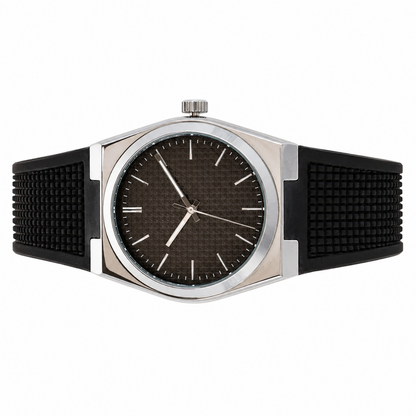 Urban Edge Black Silicone Strap Quartz Analog Watch for Men