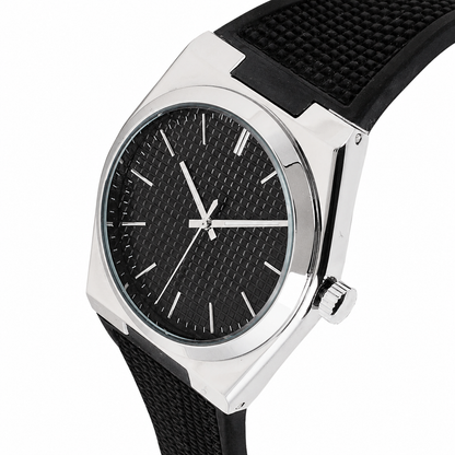 Urban Edge Black Silicone Strap Quartz Analog Watch for Men