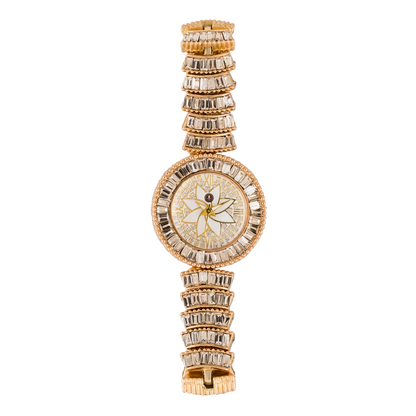Women’s Gold Crystal Bracelet Round Dial Quartz Watch