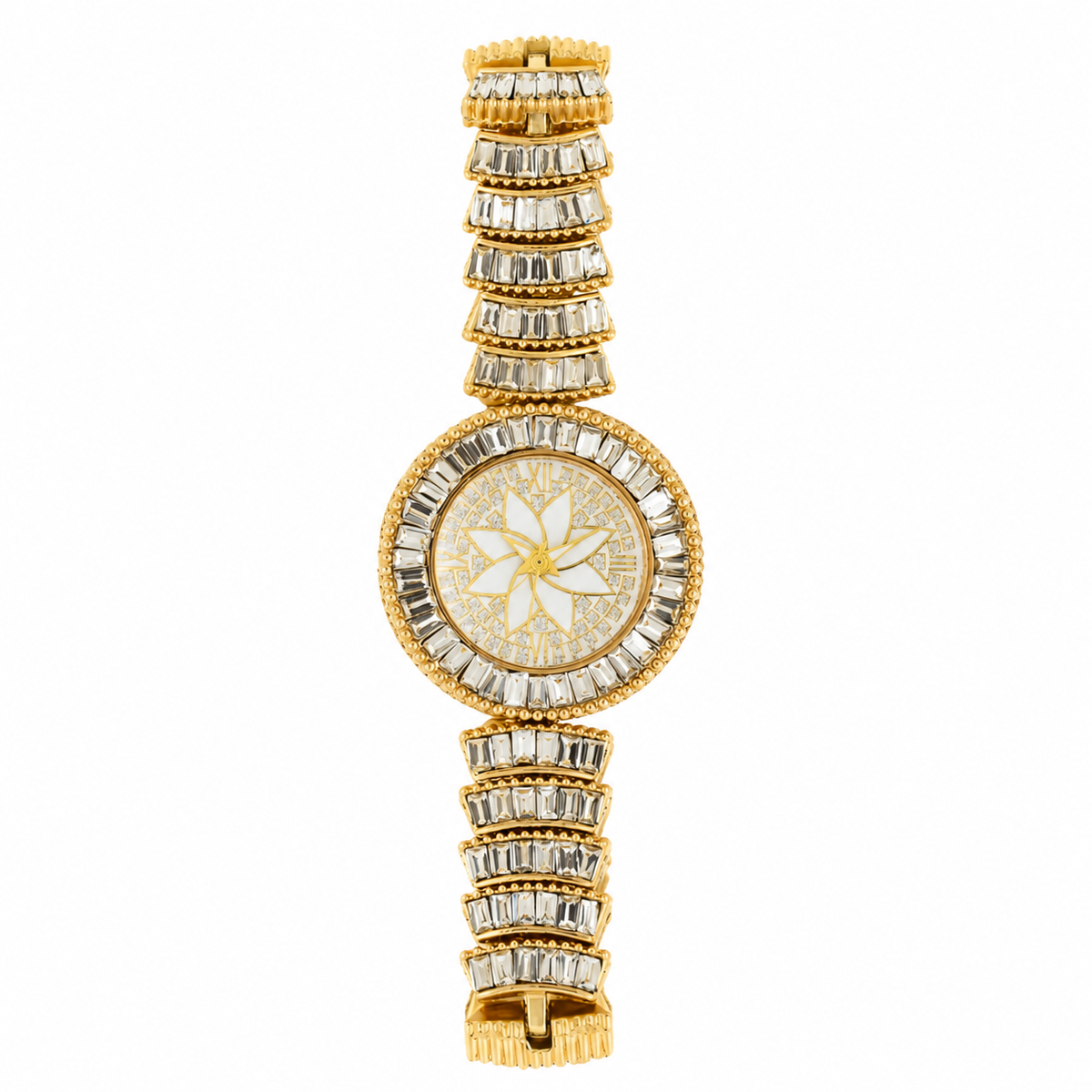 Women’s Gold Crystal Bracelet Round Dial Quartz Watch