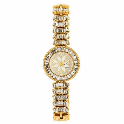 Women’s Gold Crystal Bracelet Round Dial Quartz Watch