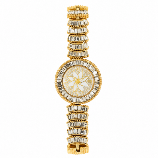 Women’s Gold Crystal Bracelet Round Dial Quartz Watch