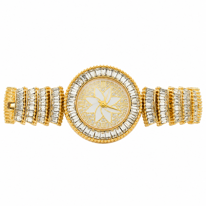 Women’s Gold Crystal Bracelet Round Dial Quartz Watch