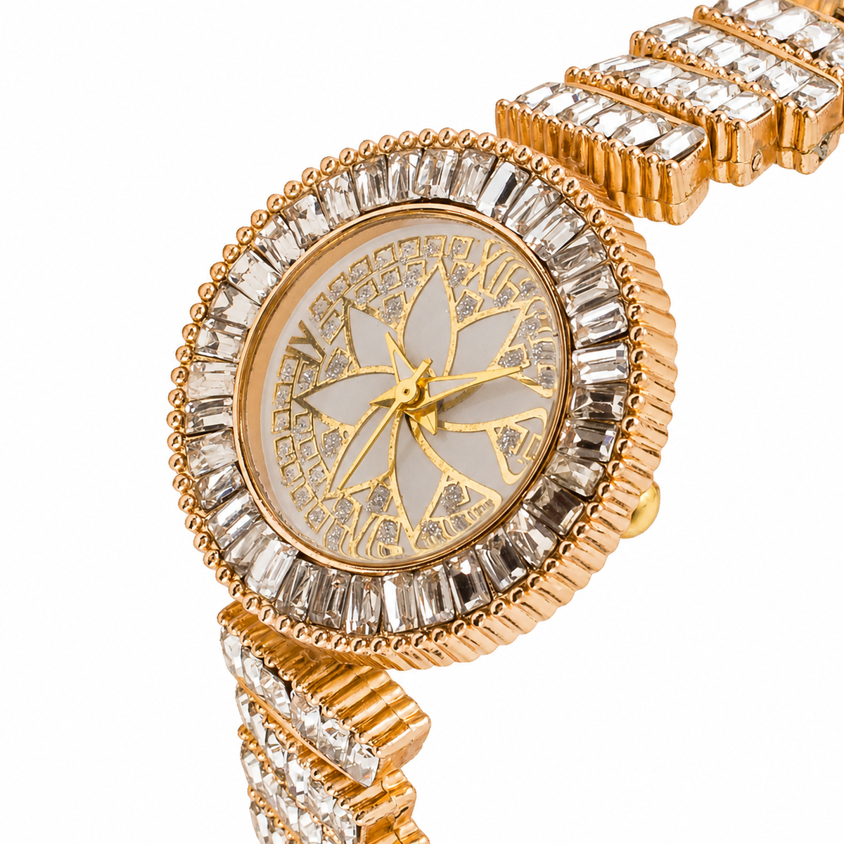 Women’s Gold Crystal Bracelet Round Dial Quartz Watch
