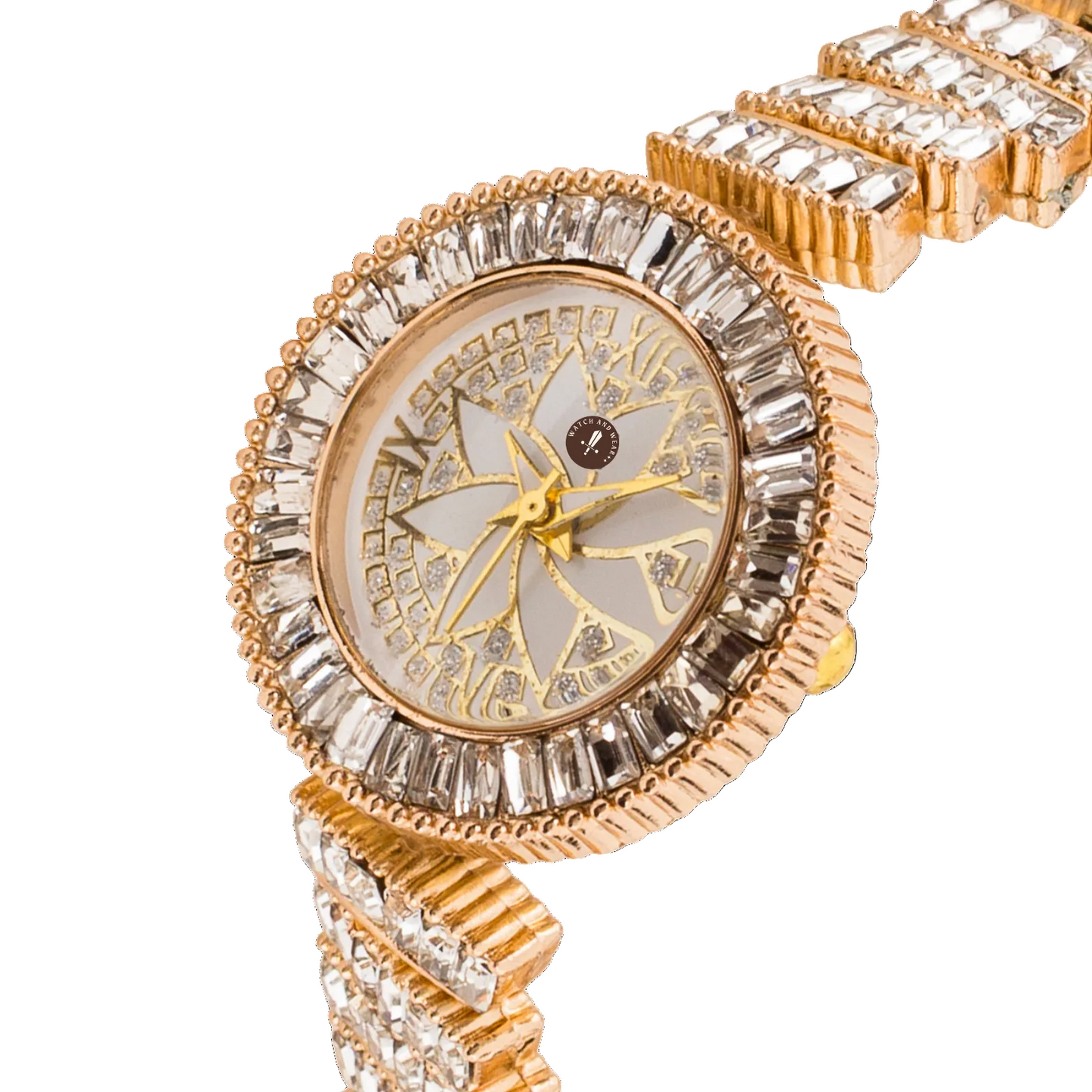 Women’s Gold Crystal Bracelet Round Dial Quartz Watch
