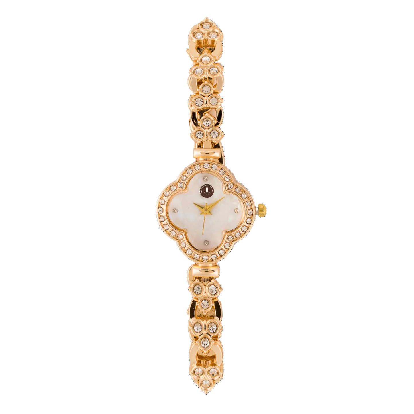 Women’s Gold Floral Dial Crystal Bracelet Quartz Watch