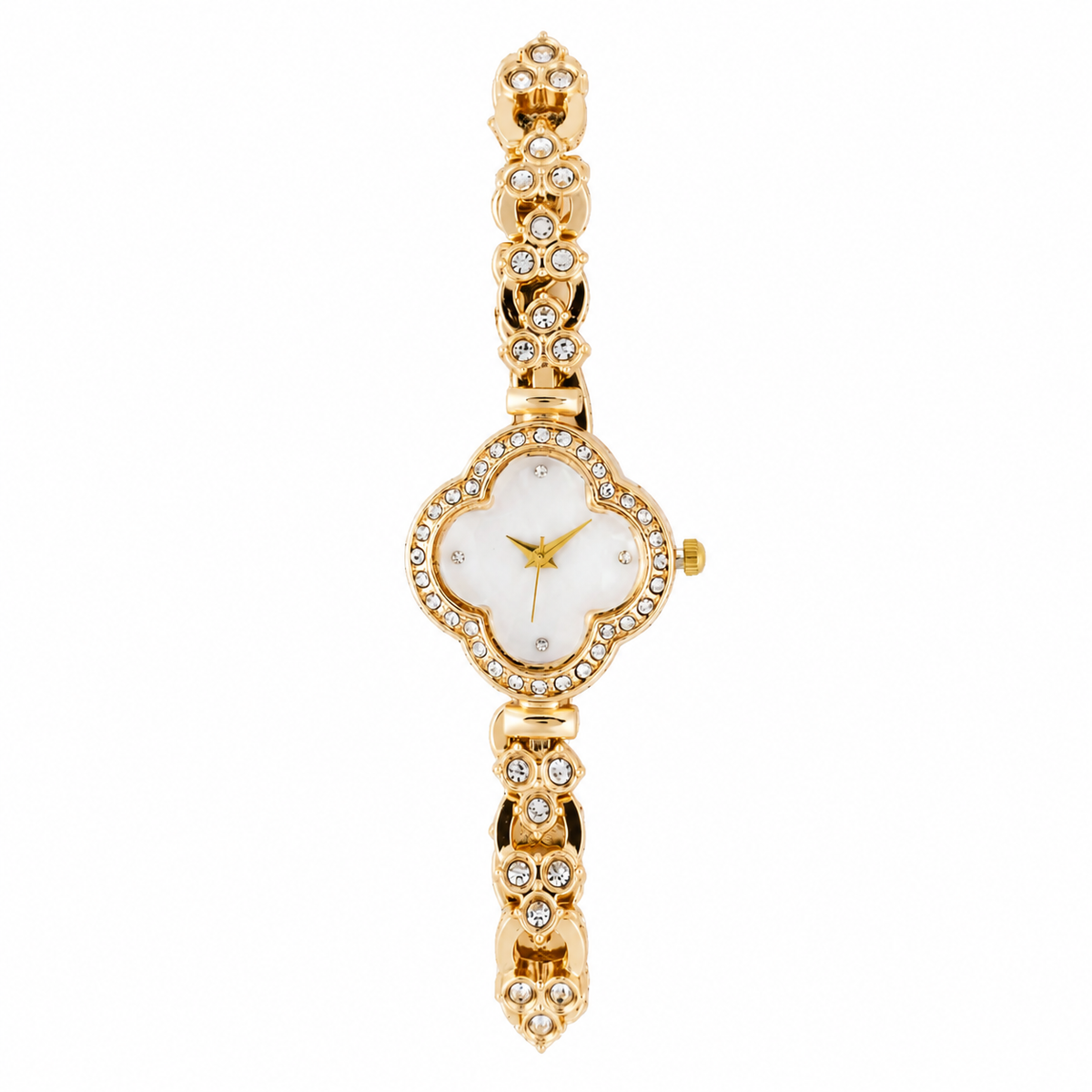 Women’s Gold Floral Dial Crystal Bracelet Quartz Watch