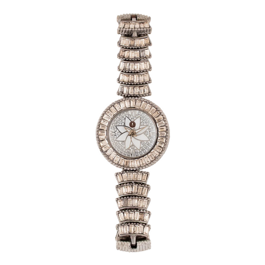 Women’s Silver Dial Crystal Bracelet Quartz Watch