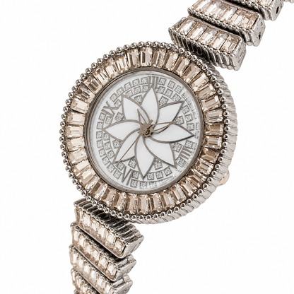 Women’s Silver Dial Crystal Bracelet Quartz Watch