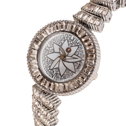 Women’s Silver Dial Crystal Bracelet Quartz Watch