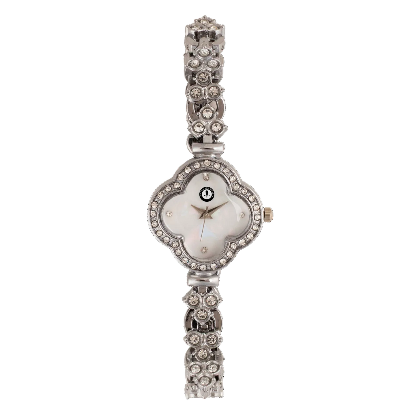 Women’s Silver Floral Dial Crystal Bracelet Quartz Watch