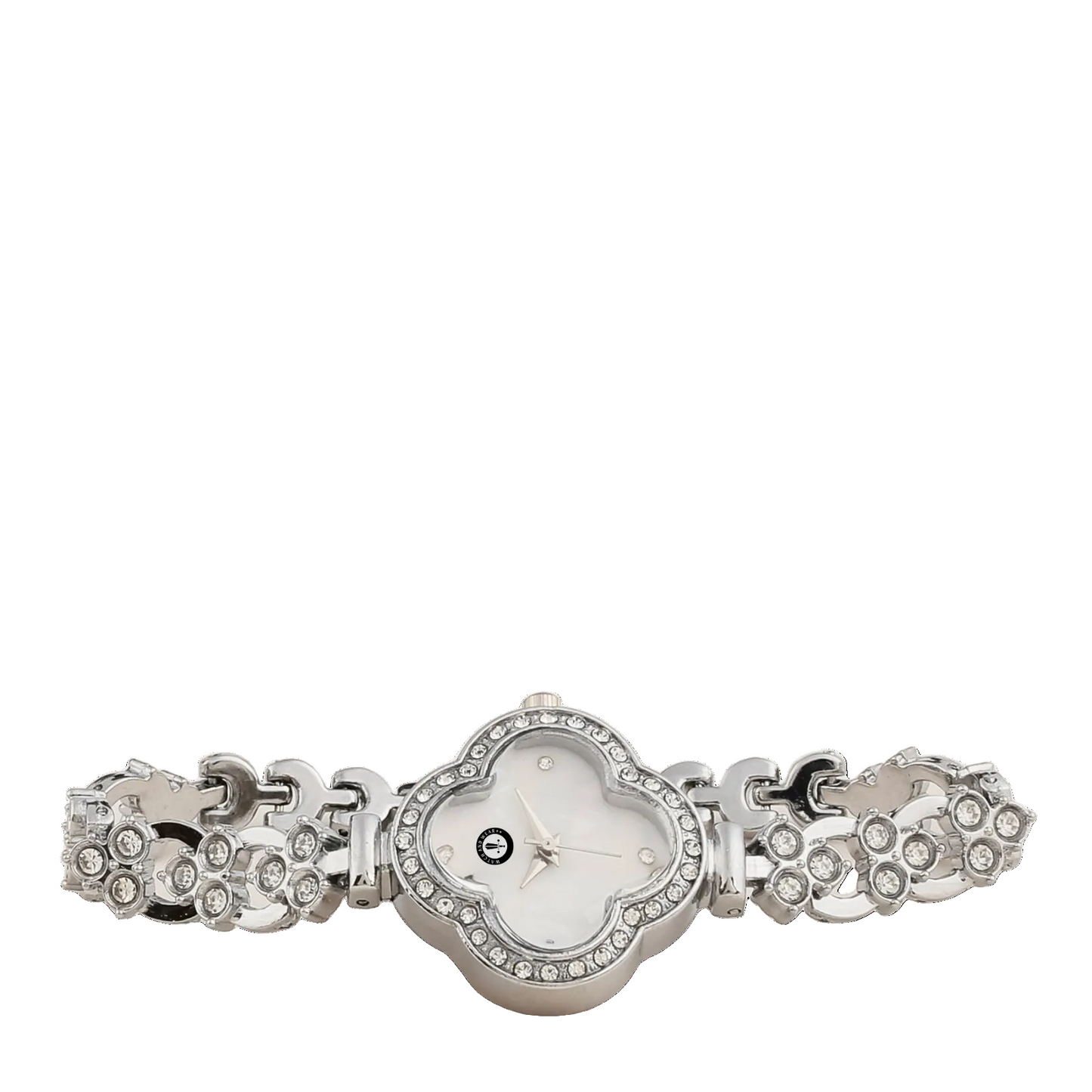 Women’s Silver Floral Dial Crystal Bracelet Quartz Watch