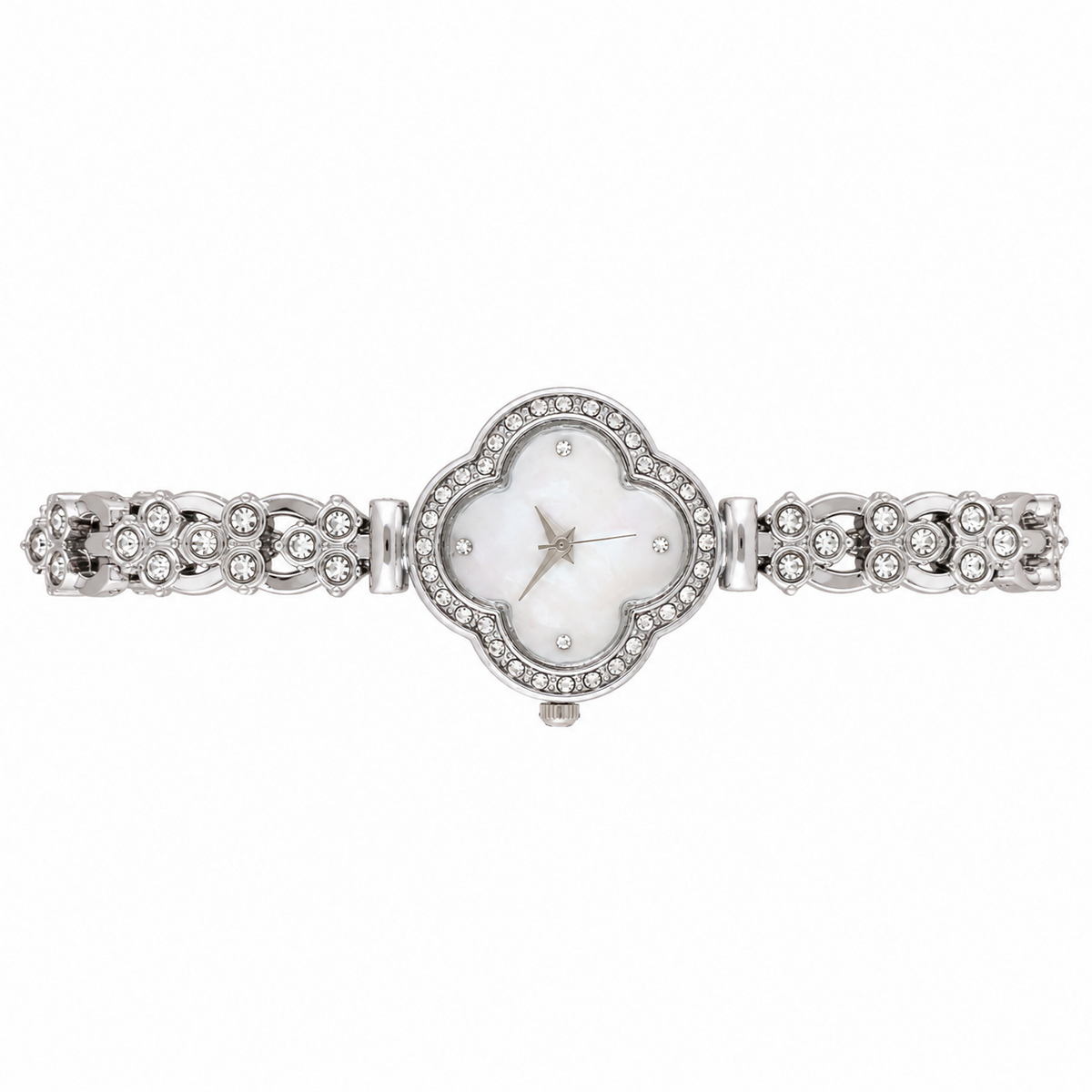 Women’s Silver Floral Dial Crystal Bracelet Quartz Watch
