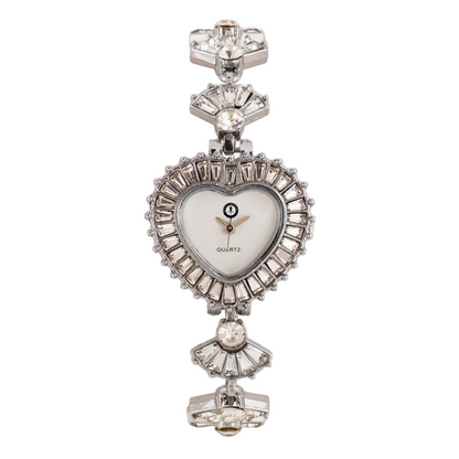 Women’s Silver Heart Dial Crystal Bracelet Quartz Watch