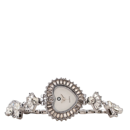 Women’s Silver Heart Dial Crystal Bracelet Quartz Watch