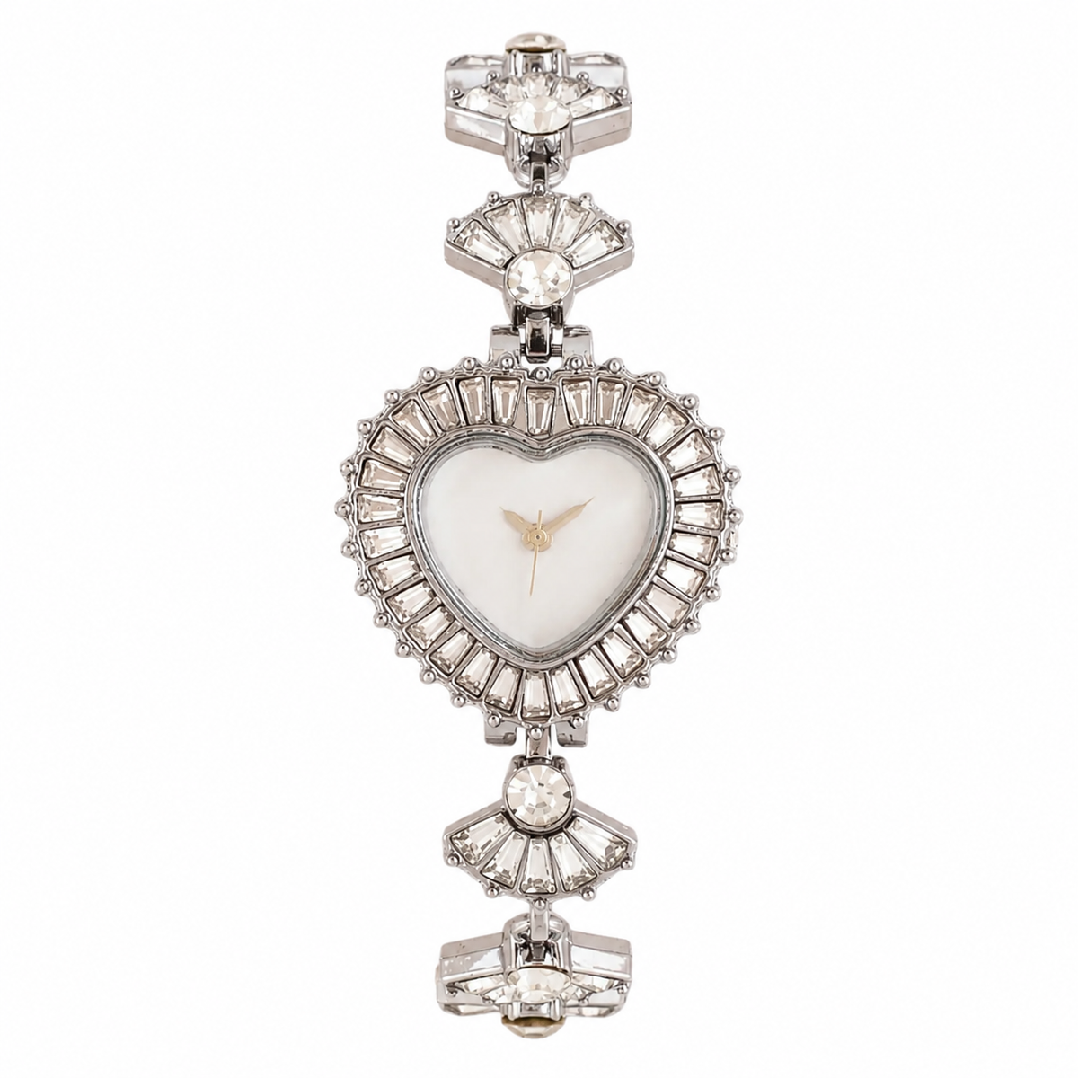Women’s Silver Heart Dial Crystal Bracelet Quartz Watch