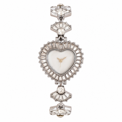 Women’s Silver Heart Dial Crystal Bracelet Quartz Watch