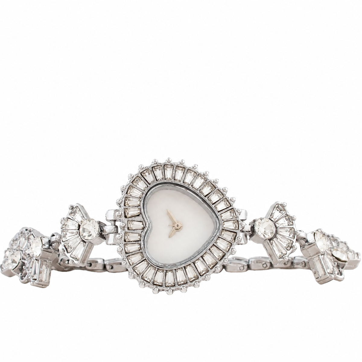 Women’s Silver Heart Dial Crystal Bracelet Quartz Watch