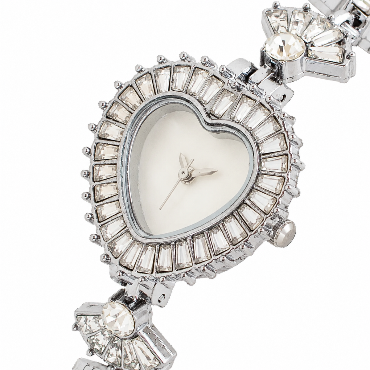 Women’s Silver Heart Dial Crystal Bracelet Quartz Watch