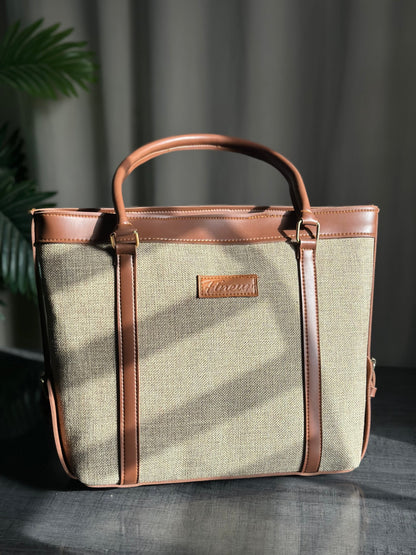 Fineur Strap Jute Tote - Tan Brown