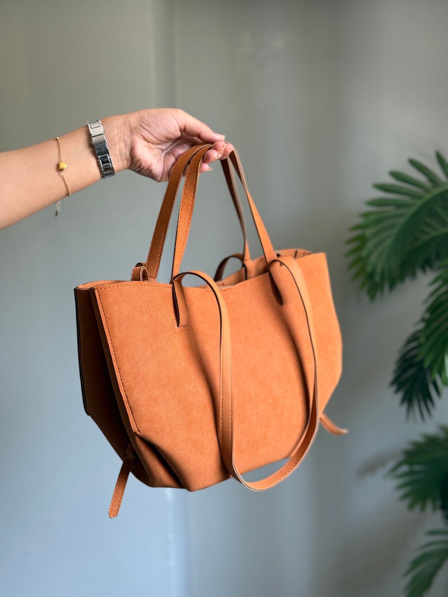Luxora Suede Tote Bag - Mustard