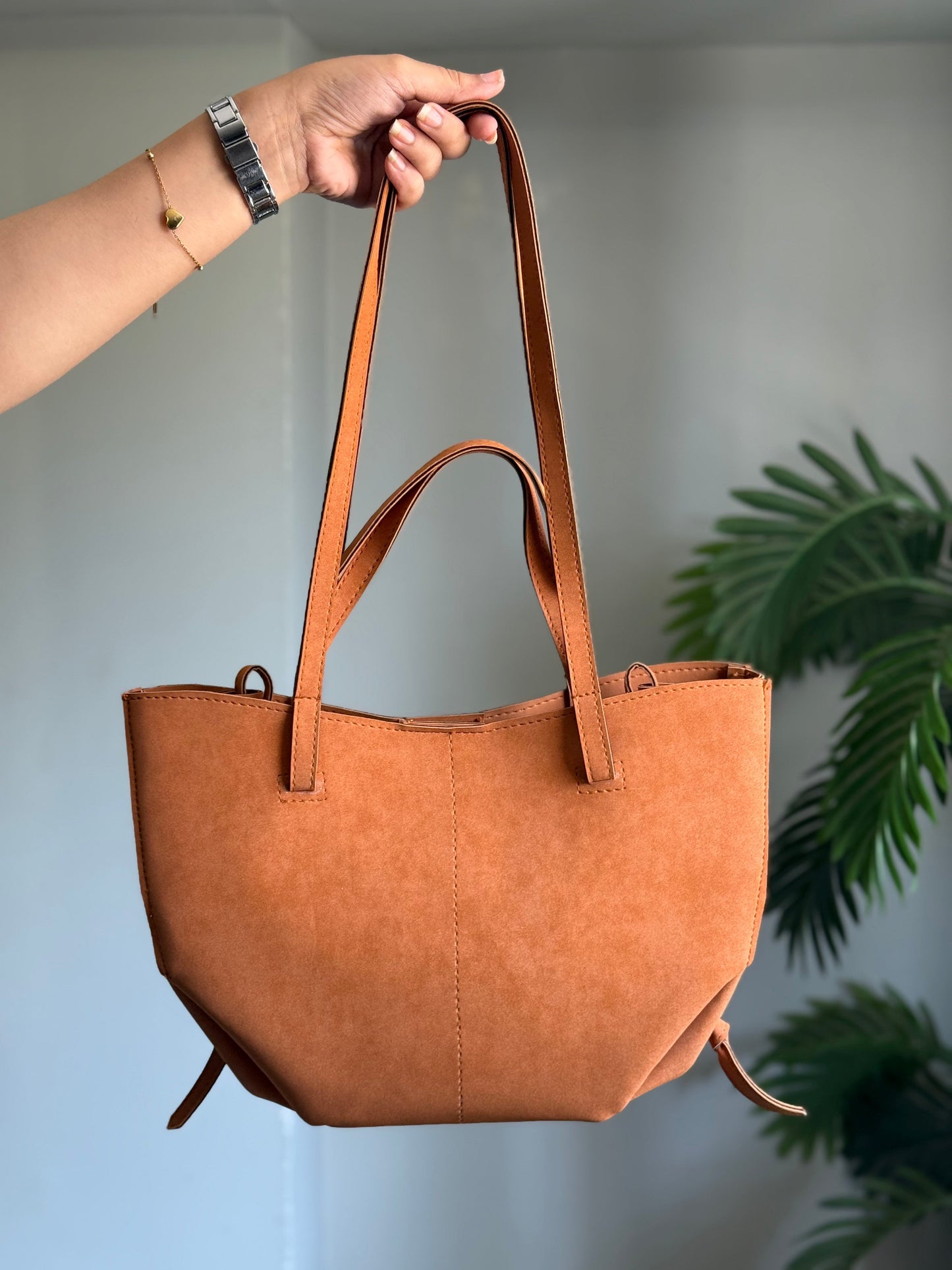Luxora Suede Tote Bag - Mustard