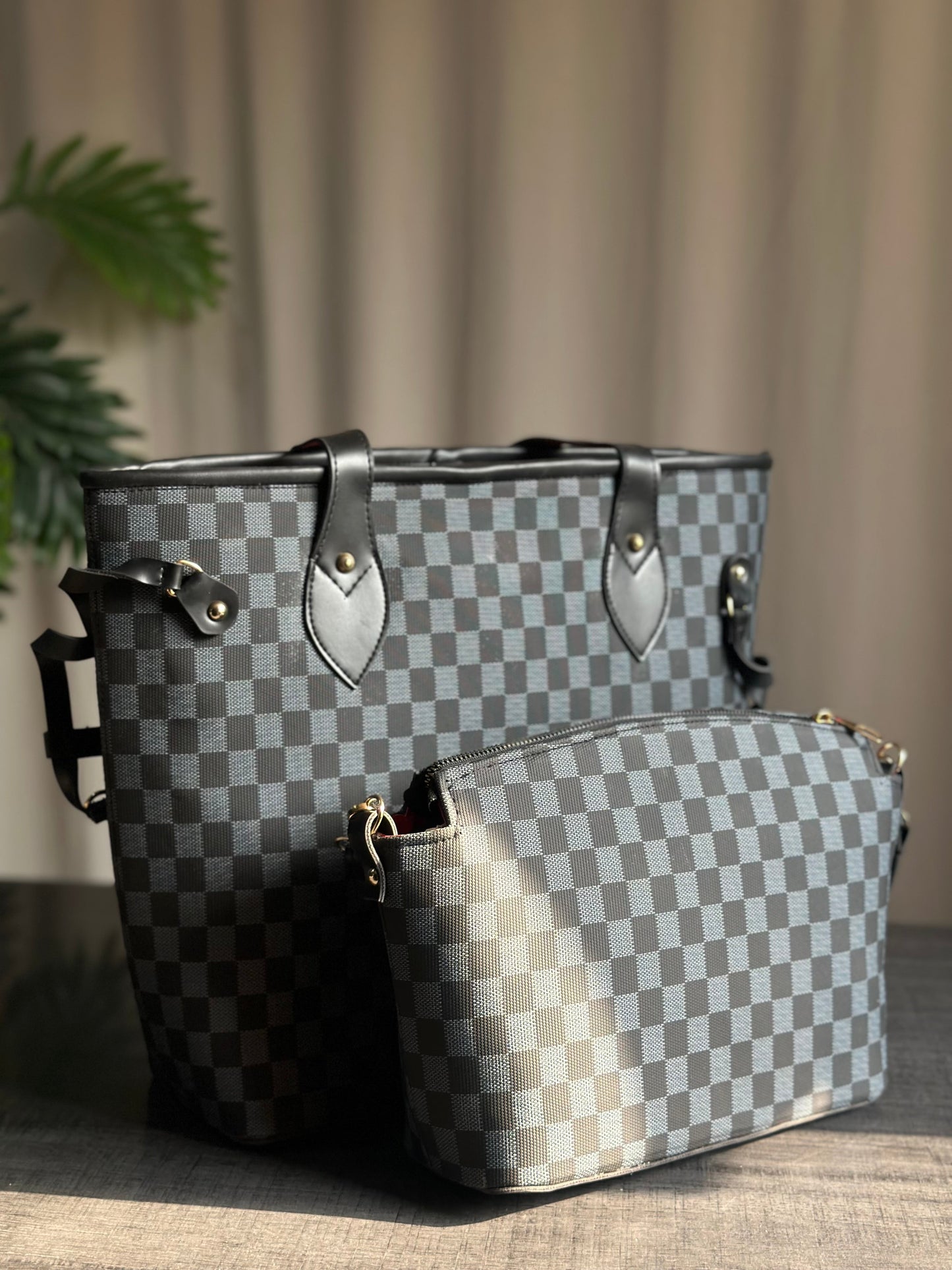 Fineur Duo Tote Checkered - Black