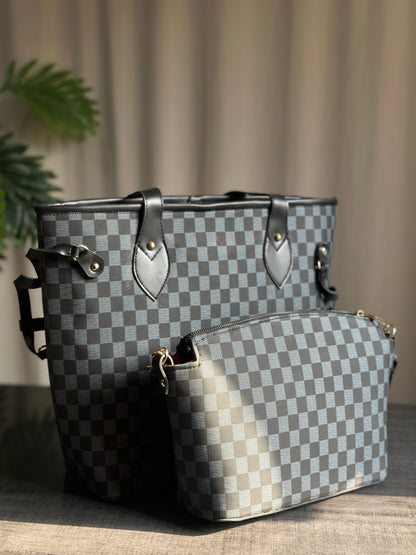 Fineur Duo Tote Checkered - Black