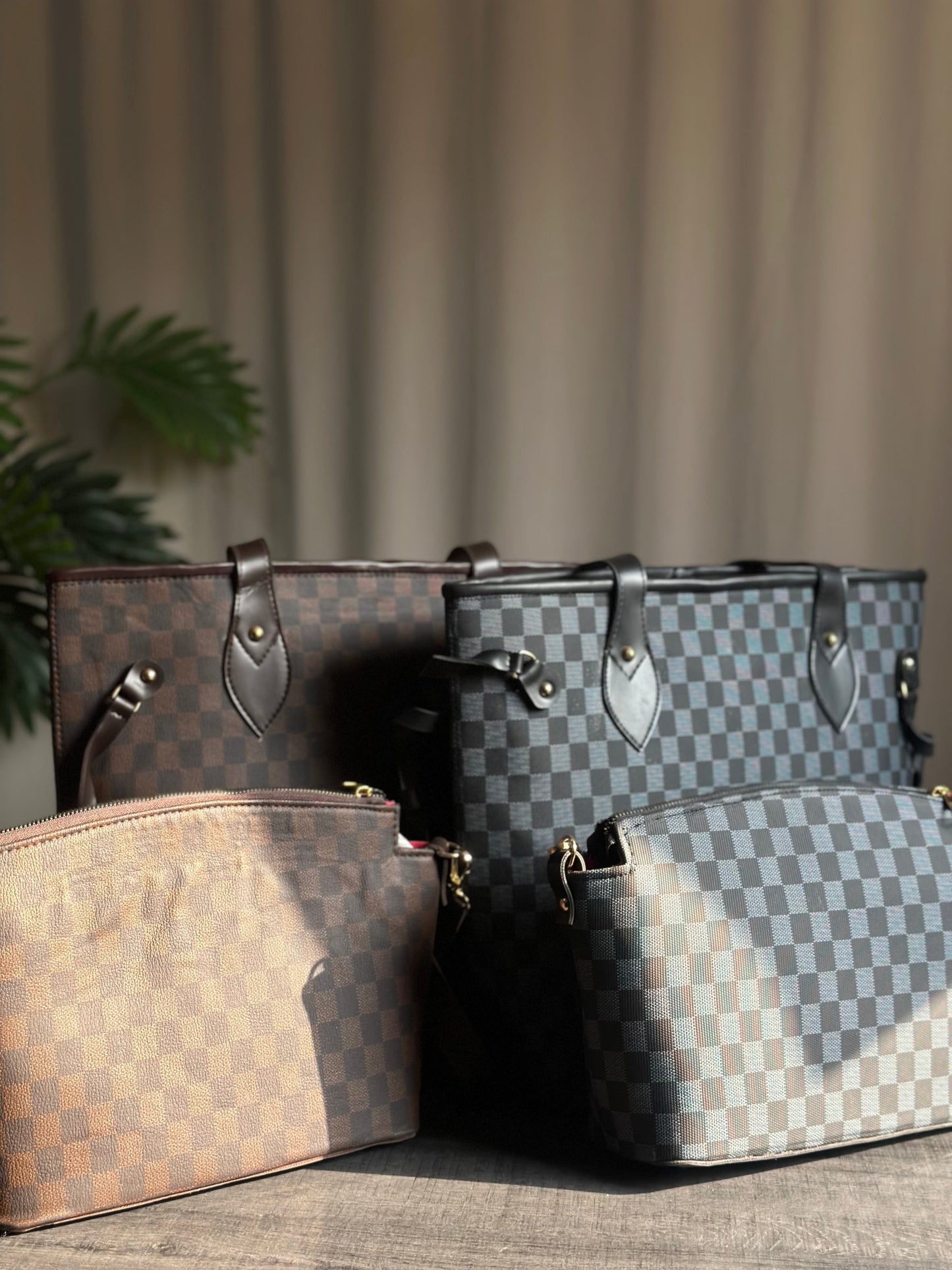 Fineur Duo Tote Checkered - Brown