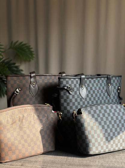 Fineur Duo Tote Checkered - Black