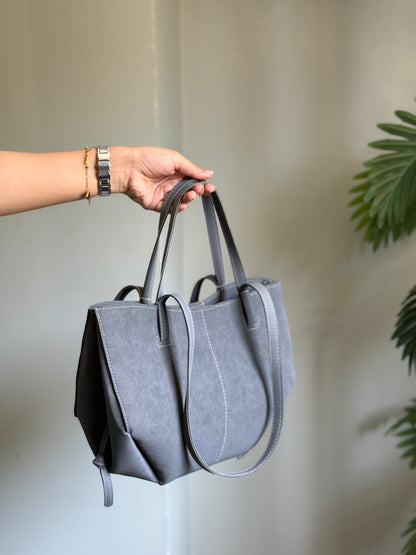 Luxora Suede Tote Bag - Grey